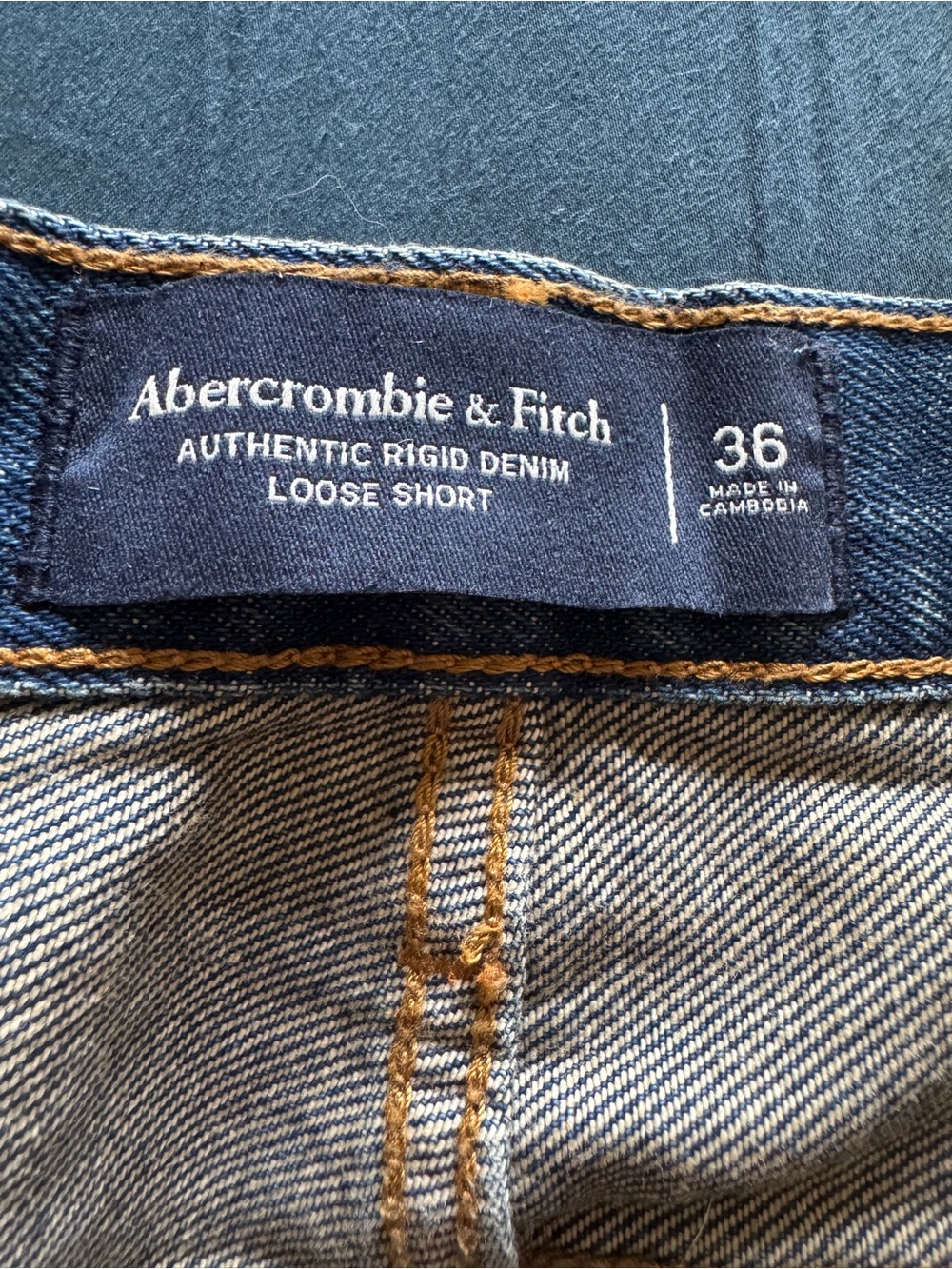 Abercrombie & Fitch Men's Dark Blue Denim Jean Shorts - Picture 3 of 3